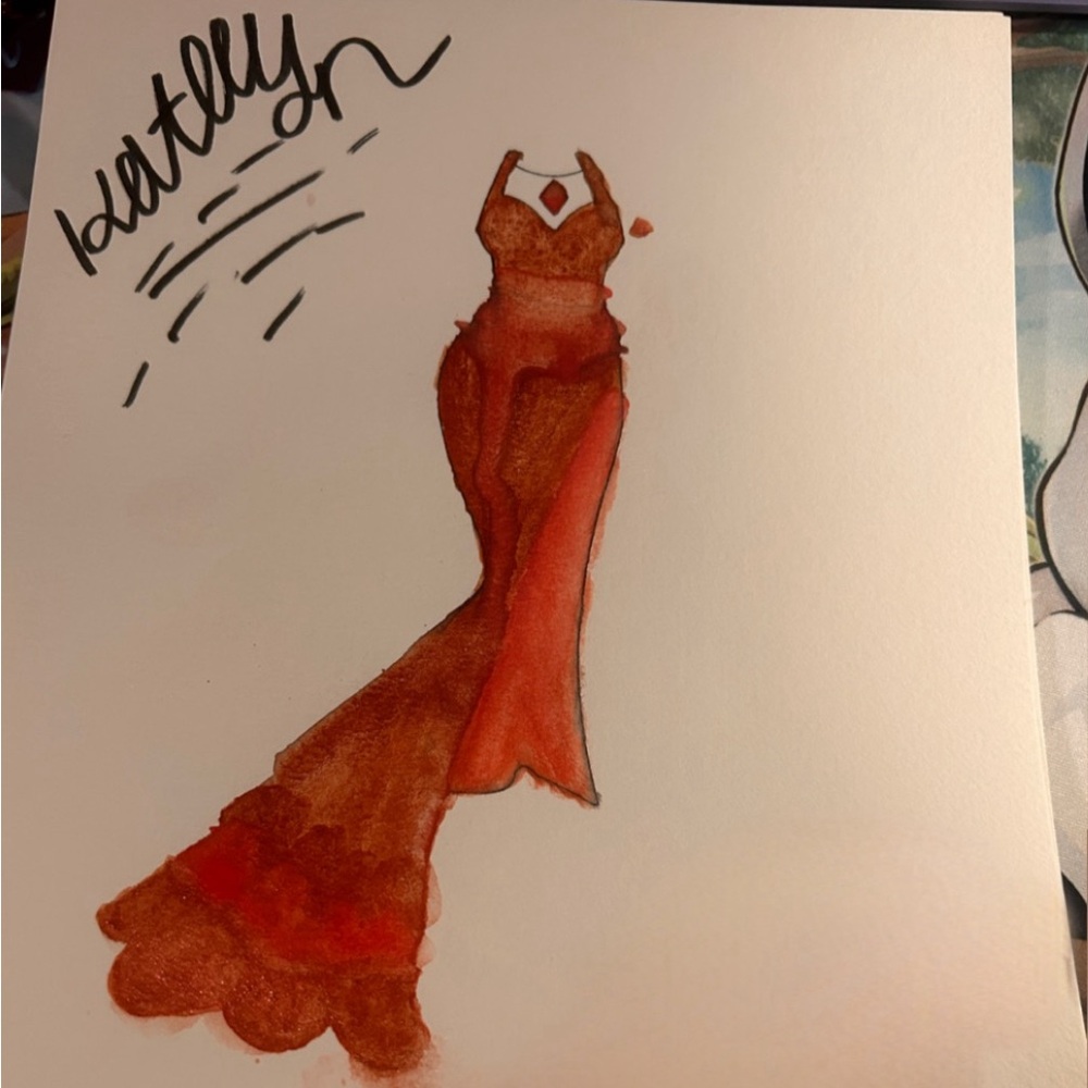 Watercolor dress painting